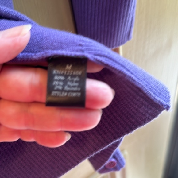 Purple 3/4 length sleeve cardigan woman’s medium - Picture 3 of 4